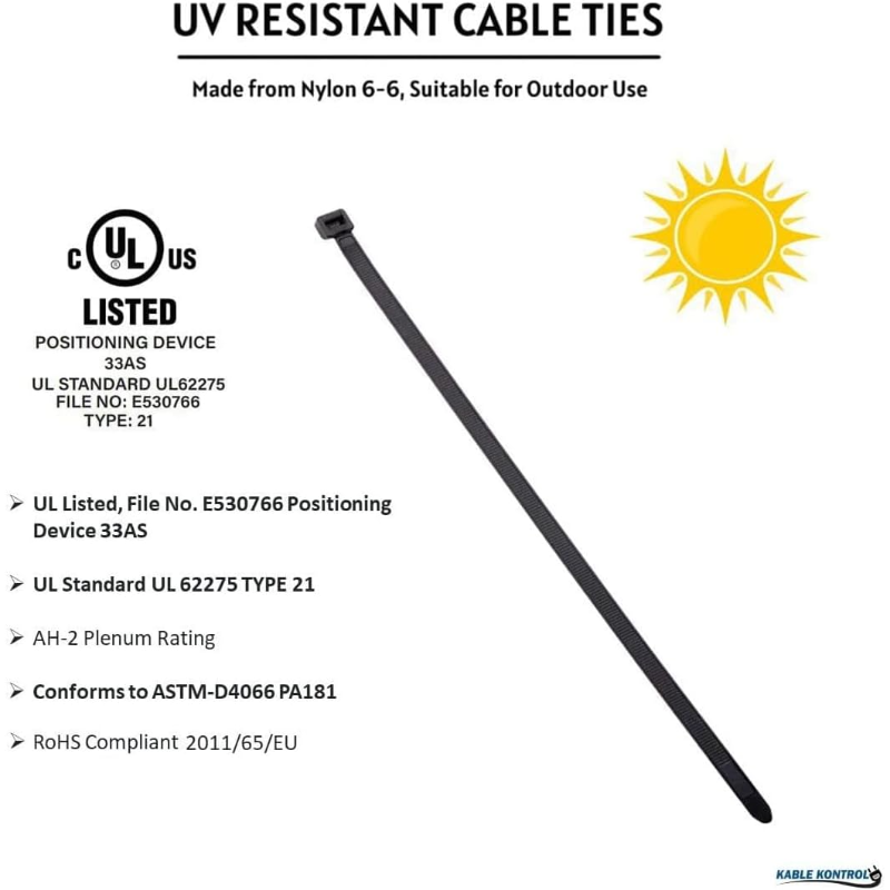 Kable Kontrol Cable Zip Ties 4 Inch - Black  - 18 Lbs - 100 Pcs - CT242 - 2
