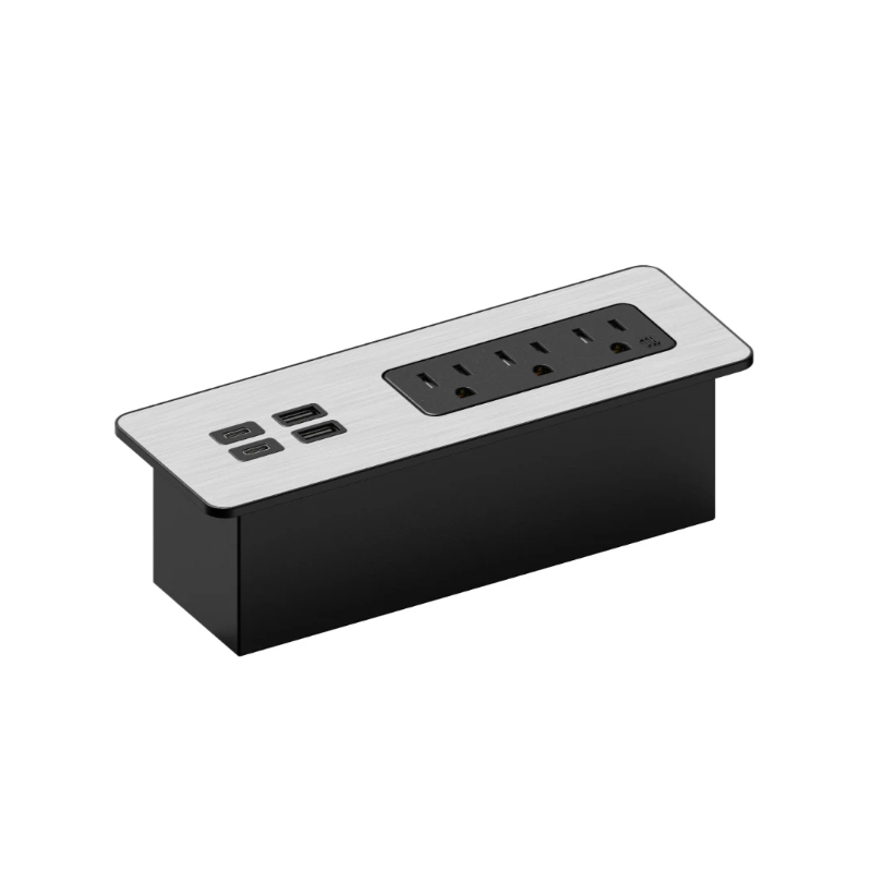 flush-mount-desktop-bedside-power-strip-with-usb-c-port-silver-metal-finish