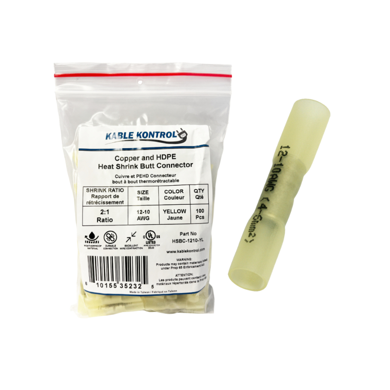 Heat Shrink Butt Splice Connector - Insulated - yellow