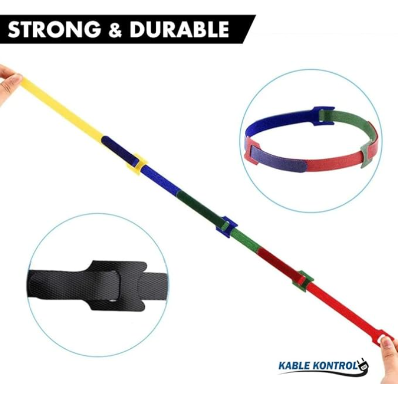Kable Kontrol™ Hook and Loop Fastener Wraps Black 6