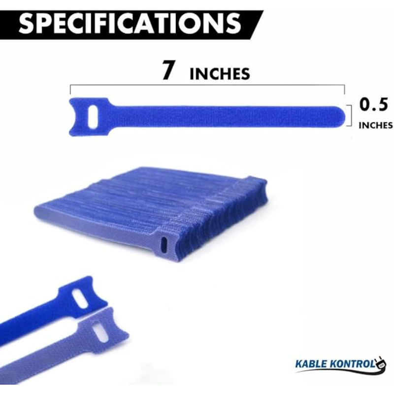 Kable Kontrol™ Hook and Loop Fastener Wraps blue - 2