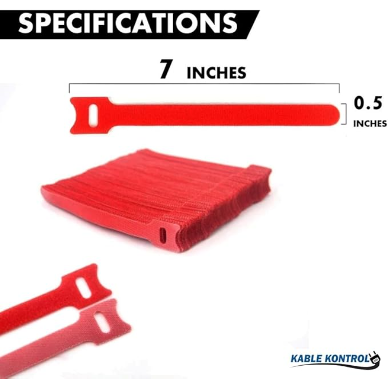 Kable Kontrol™ Hook and Loop Fastener Wraps red - 2