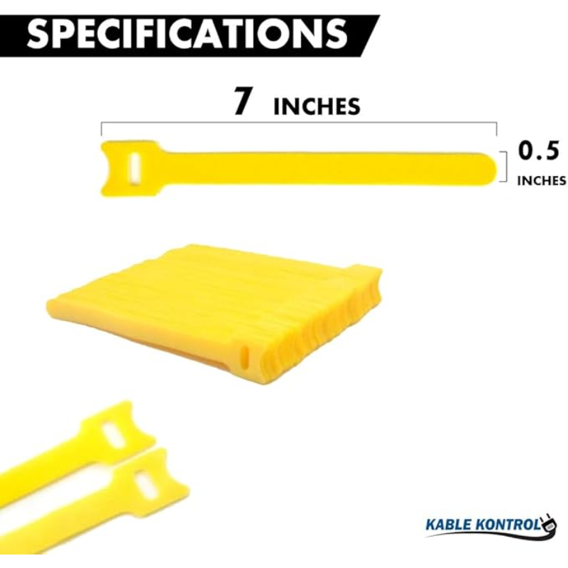 Kable Kontrol™ Hook and Loop Fastener Wraps yellow 2