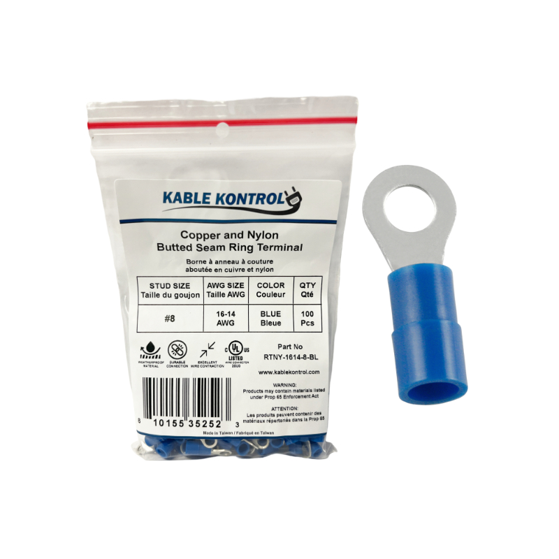 Kable Kontrol Ring Terminal Connector - Nylon Insulated - blue