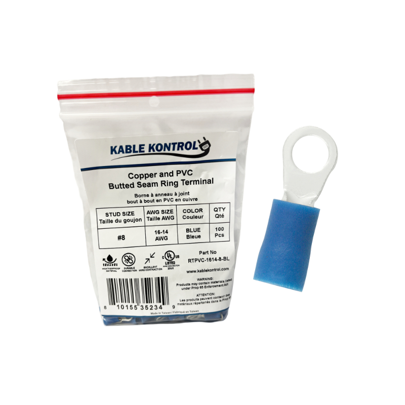Kable Kontrol Ring Terminal Connector - PVC Vinyl Insulated - BLUE