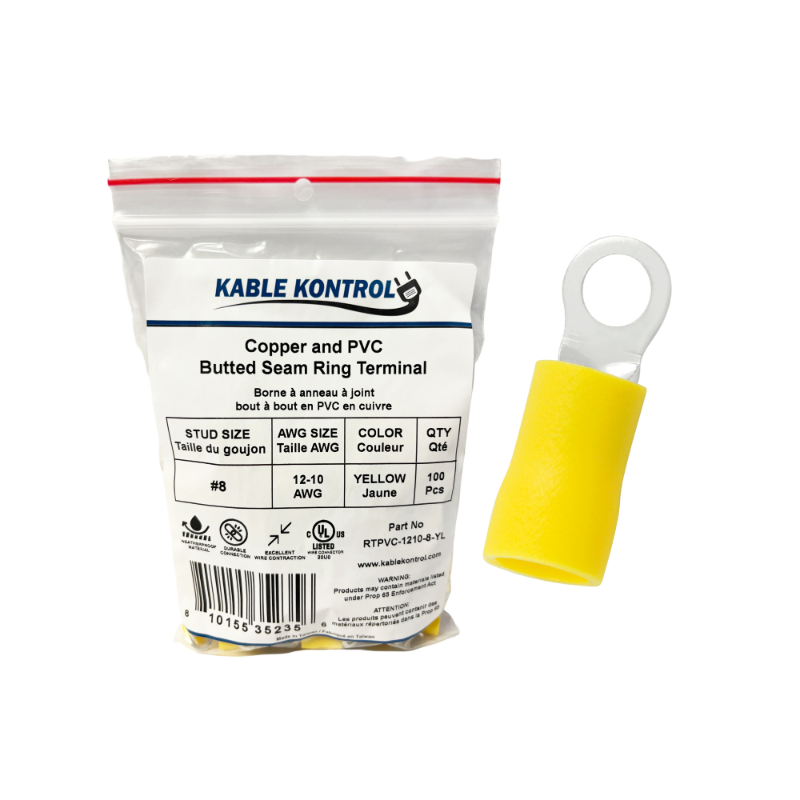 Kable Kontrol Ring Terminal Connector - PVC Vinyl Insulated - yellow