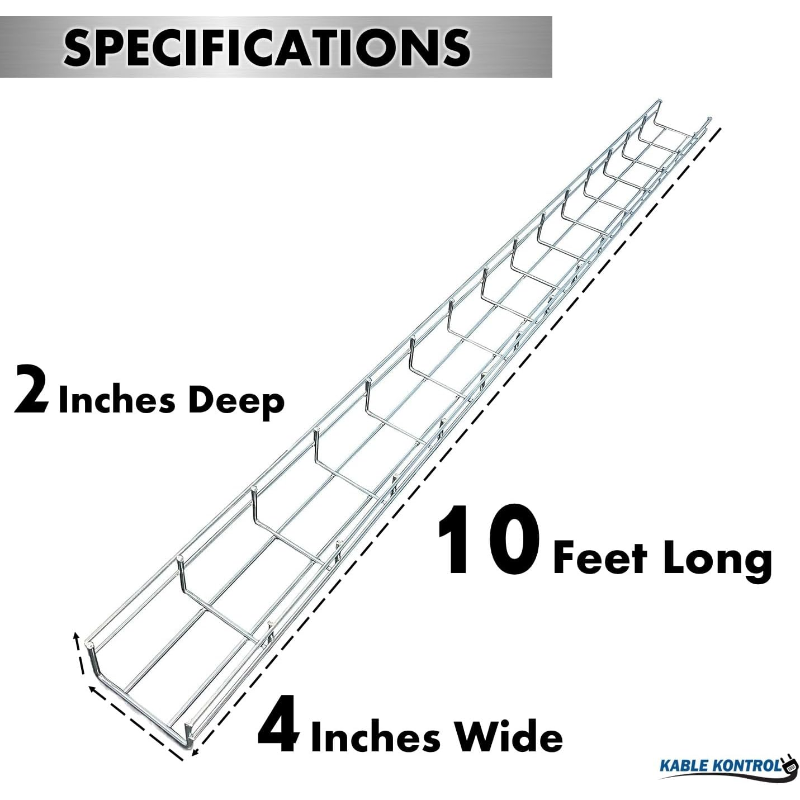 Kable Kontrol Stainless Steel Cable Tray Straight Sections -  kk-4x2x10-304ss - 1