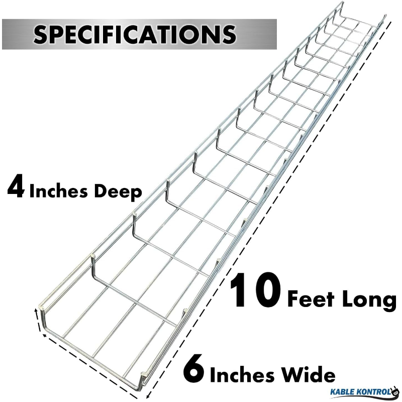 Kable Kontrol Stainless Steel Cable Tray Straight Sections -  kk-4x6x10-304ss - 1