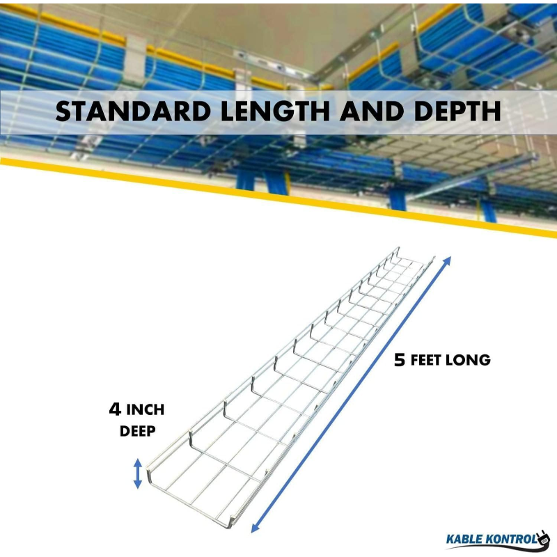 Kable Kontrol Wire Mesh Cable Tray Straight Section - 18 W x 4 D x 5 L - 1