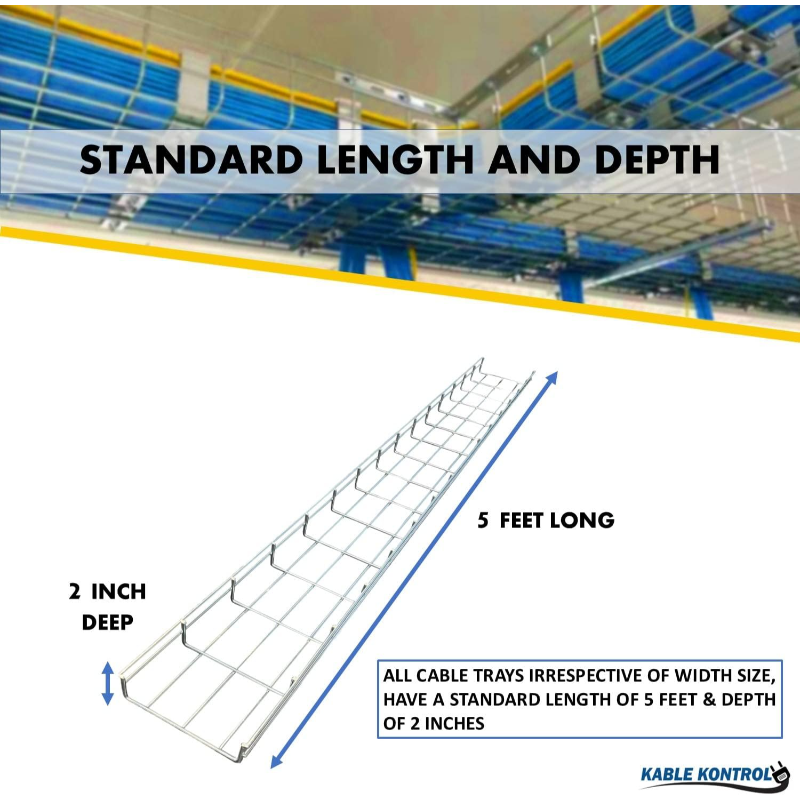 Kable Kontrol Wire Mesh Cable Tray Straight Section - 6 W x 2 D x 5 L - 1