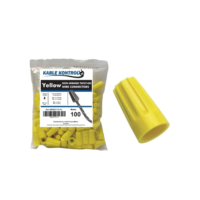 wnut-74-yw-100-kable-kontrol-wire-connectors-cable-caps-non-winged-yellow