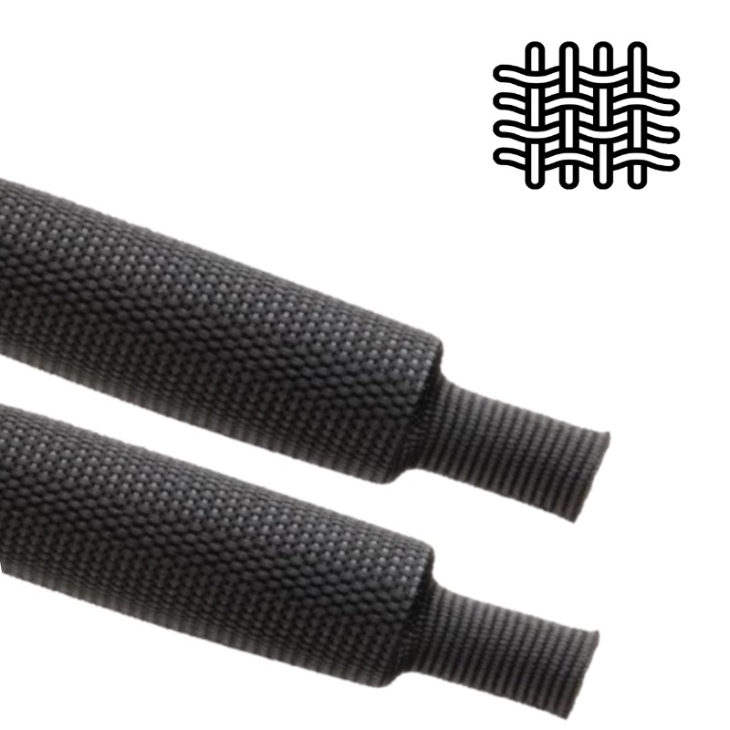 Image of wooven fabric heat shrink tubing 2-1 ratio